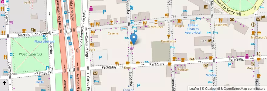 Mapa de ubicacion de Pekin, Retiro en アルゼンチン, Ciudad Autónoma De Buenos Aires, Comuna 1, ブエノスアイレス.