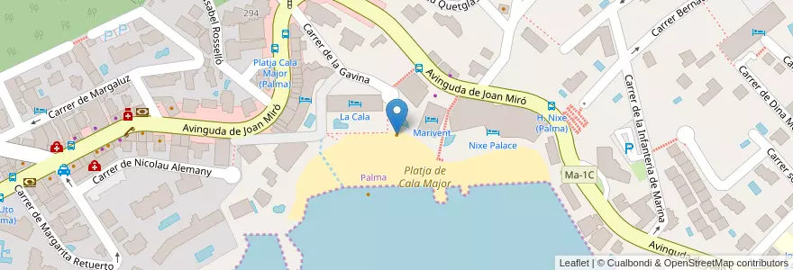 Mapa de ubicacion de Pelícano en スペイン, バレアレス諸島, España (Mar Territorial), パルマ, バレアレス諸島, パルマ.