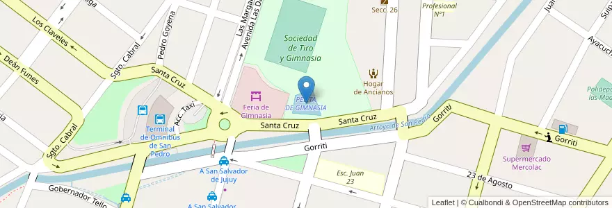Mapa de ubicacion de PELITA DE GIMNASIA en 阿根廷, Jujuy, Departamento San Pedro, Municipio De San Pedro De Jujuy.