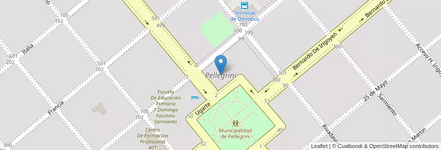 Mapa de ubicacion de Pellegrini en الأرجنتين, بوينس آيرس, Partido De Pellegrini, Pellegrini.