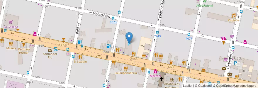 Mapa de ubicacion de Pellegrini Parking en アルゼンチン, サンタフェ州, Departamento Rosario, Municipio De Rosario, ロサリオ.