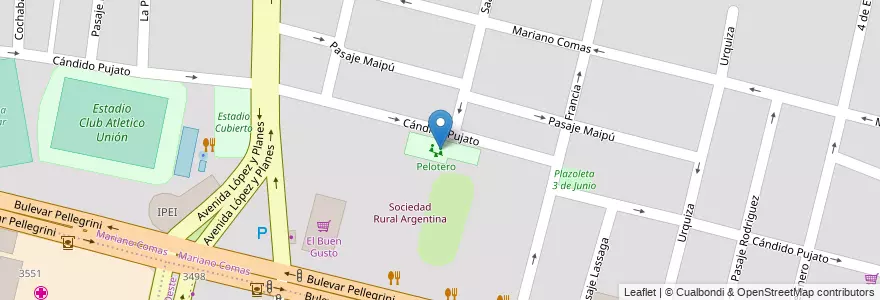 Mapa de ubicacion de Pelotero en Argentina, Santa Fe, Departamento La Capital, Santa Fe Capital, Santa Fe.