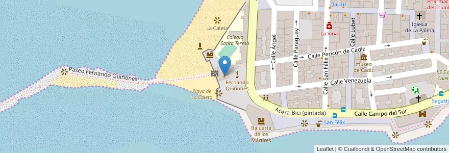Mapa de ubicacion de Peña flamenca Juan Villar en اسپانیا, Andalucía, Cádiz, Bahía De Cádiz, Cádiz.