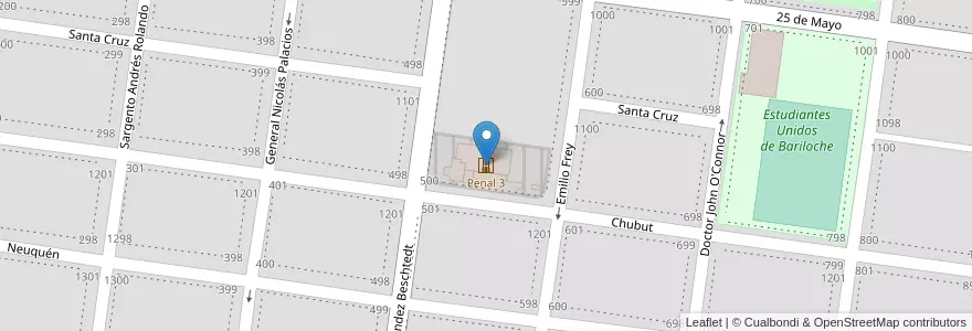 Mapa de ubicacion de Penal 3 en 阿根廷, 智利, 内格罗河省, Departamento Bariloche, Municipio De San Carlos De Bariloche, San Carlos De Bariloche.