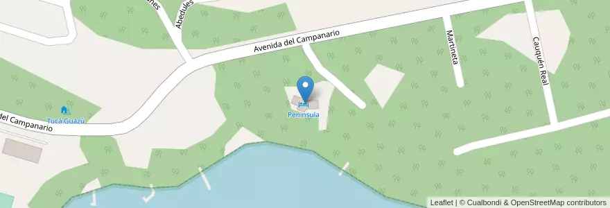 Mapa de ubicacion de Peninsula en Аргентина, Чили, Рио-Негро, Departamento Bariloche, Municipio De San Carlos De Bariloche, Villa Campanario.