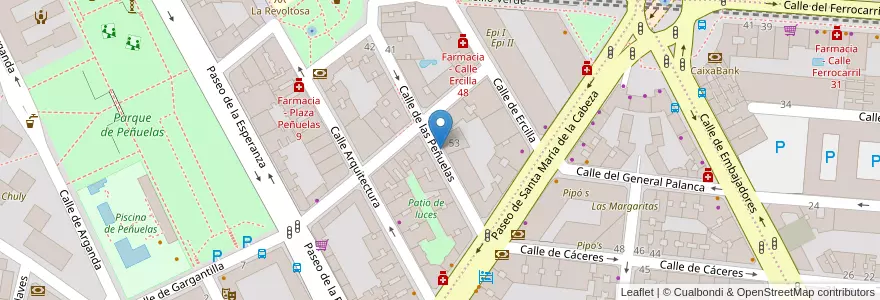 Mapa de ubicacion de PEÑUELAS, CALLE, DE LAS,53 en إسبانيا, منطقة مدريد, منطقة مدريد, Área Metropolitana De Madrid Y Corredor Del Henares, مدريد.