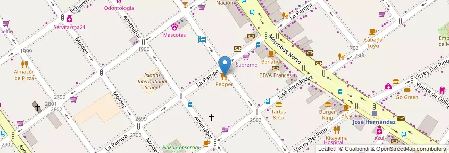 Mapa de ubicacion de Pepper, Belgrano en Аргентина, Буэнос-Айрес, Буэнос-Айрес, Comuna 13.