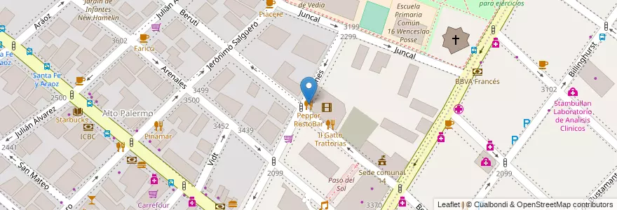Mapa de ubicacion de Pepper RestoBar, Palermo en الأرجنتين, Ciudad Autónoma De Buenos Aires, Buenos Aires, Comuna 14.