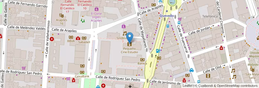 Mapa de ubicacion de Pequeño Cine Estudio en Espagne, Communauté De Madrid, Communauté De Madrid, Área Metropolitana De Madrid Y Corredor Del Henares, Madrid.