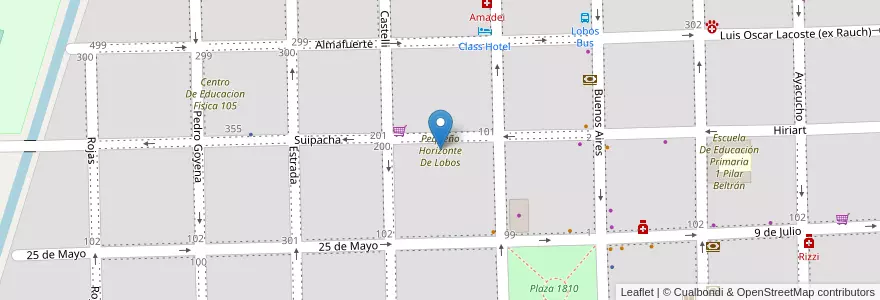 Mapa de ubicacion de Pequeño Horizonte De Lobos en Arjantin, Buenos Aires, Partido De Lobos, Lobos.