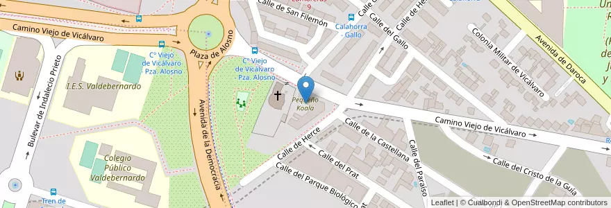 Mapa de ubicacion de Pequeño Koala en 西班牙, Comunidad De Madrid, Comunidad De Madrid, Área Metropolitana De Madrid Y Corredor Del Henares, Madrid.