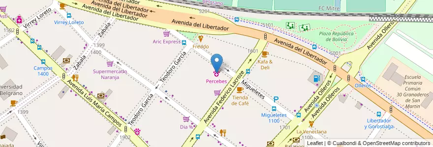 Mapa de ubicacion de Percebes, Palermo en Argentina, Ciudad Autónoma De Buenos Aires, Buenos Aires, Comuna 14.