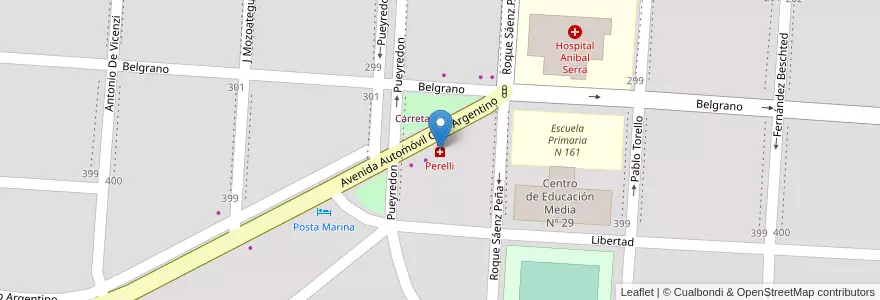 Mapa de ubicacion de Perelli en Argentina, Río Negro, Departamento San Antonio, San Antonio Oeste, San Antonio Oeste.