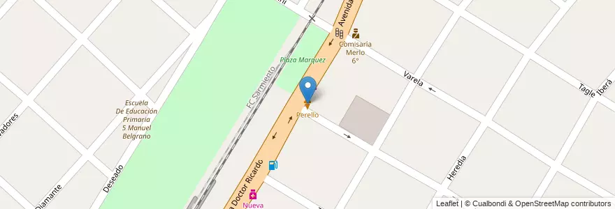 Mapa de ubicacion de Perello en Arjantin, Buenos Aires, Partido De Merlo, Mariano Acosta.