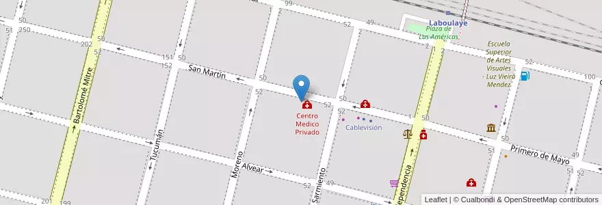 Mapa de ubicacion de Pérez en アルゼンチン, コルドバ州, Departamento Presidente Roque Sáenz Peña, Pedanía La Amarga, Municipio De Laboulaye, Laboulaye.