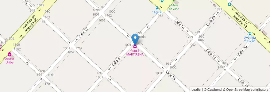 Mapa de ubicacion de PEREZ MARTIRENA, Casco Urbano en Arjantin, Buenos Aires, Partido De La Plata, La Plata.
