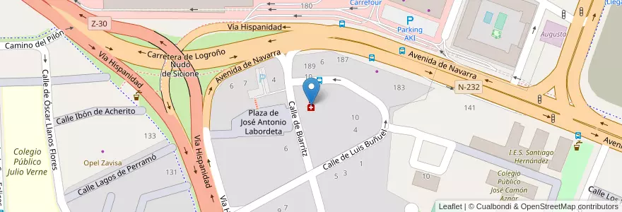 Mapa de ubicacion de Pérez Real, María Rosario en 西班牙, Aragón, 萨拉戈萨, Zaragoza, 萨拉戈萨.