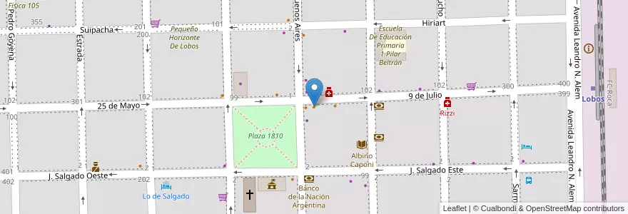 Mapa de ubicacion de Pericles en アルゼンチン, ブエノスアイレス州, Partido De Lobos, Lobos.