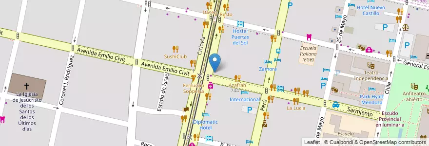 Mapa de ubicacion de Perin en Argentine, Chili, Mendoza, Departamento Capital, Sección 2ª Barrio Cívico, Ciudad De Mendoza.