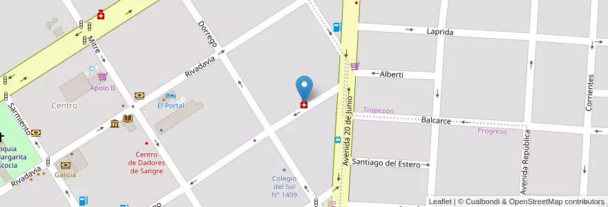 Mapa de ubicacion de Perlo en 阿根廷, Santa Fe, Departamento San Jerónimo, Municipio De Gálvez, Gálvez.