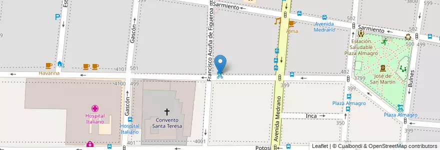 Mapa de ubicacion de Perón y Francisco Acuña de Figueroa, Almagro en Argentinië, Ciudad Autónoma De Buenos Aires, Comuna 5, Buenos Aires.
