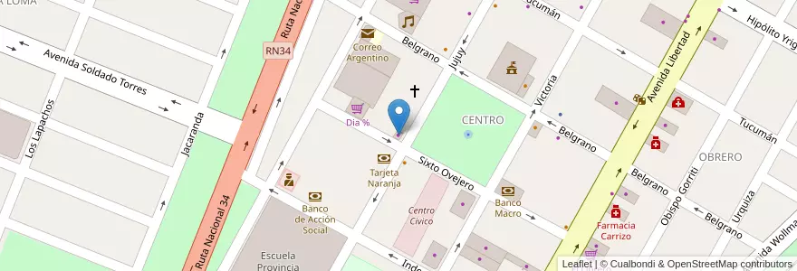 Mapa de ubicacion de Personal en Argentine, Jujuy, Departamento Ledesma, Municipio De Libertador General San Martín, Libertador General San Martín.