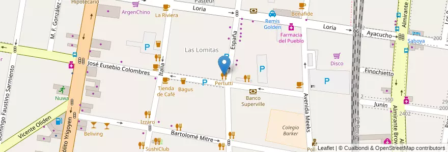 Mapa de ubicacion de Pertutti en Arjantin, Buenos Aires, Partido De Lomas De Zamora, Lomas De Zamora.