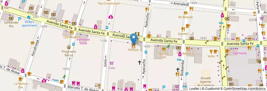Mapa de ubicacion de Pertutti, Recoleta en Аргентина, Буэнос-Айрес, Comuna 2, Буэнос-Айрес.