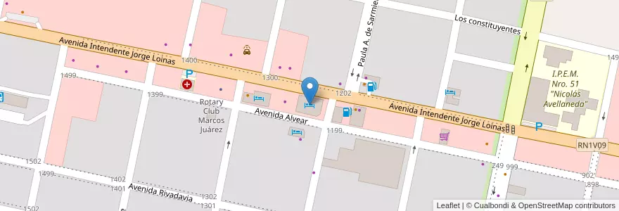 Mapa de ubicacion de Petit Hotel Apart en Argentina, Córdoba, Departamento Marcos Juárez, Pedanía Espinillos, Municipio De Marcos Juárez.