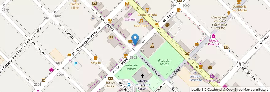 Mapa de ubicacion de Petit Plaza en アルゼンチン, ブエノスアイレス州, Partido De General San Martín, General San Martín, Villa Lynch.