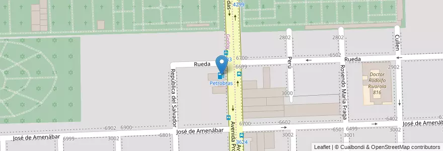 Mapa de ubicacion de Petrobras en アルゼンチン, サンタフェ州, Departamento Rosario, Municipio De Rosario, ロサリオ.