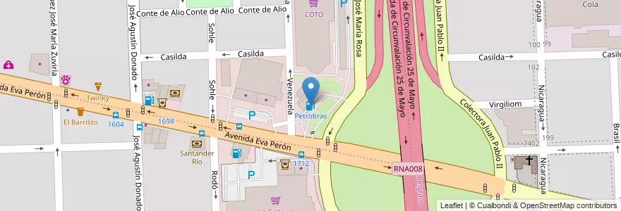 Mapa de ubicacion de Petrobras en الأرجنتين, سانتا في, Departamento Rosario, Municipio De Rosario, روساريو.