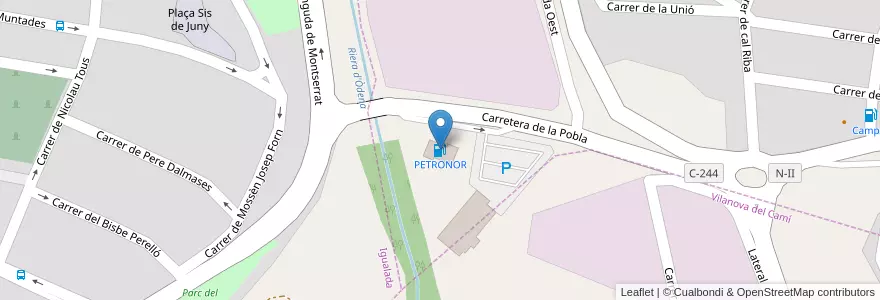 Mapa de ubicacion de PETRONOR en Espanha, Catalunha, Barcelona, Anoia, Òdena.