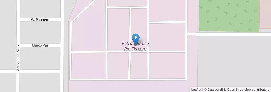Mapa de ubicacion de Petroquimica Río Tercero en Argentine, Córdoba, Departamento Tercero Arriba, Municipio De Río Tercero, Pedanía Salto, Río Tercero.