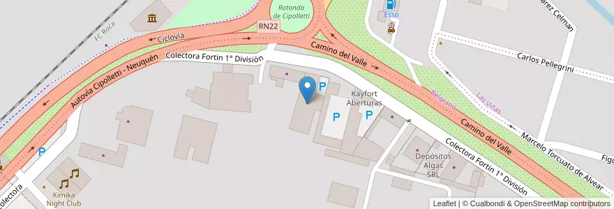Mapa de ubicacion de Peugeot en آرژانتین, شیلی, استان ریو نگرو، آرژانتین, Cipolletti, Departamento General Roca.