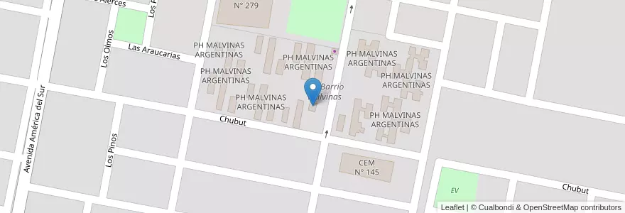 Mapa de ubicacion de PH MALVINAS ARGENTINAS en 阿根廷, 内格罗河省, Departamento General Roca, Villa Regina.