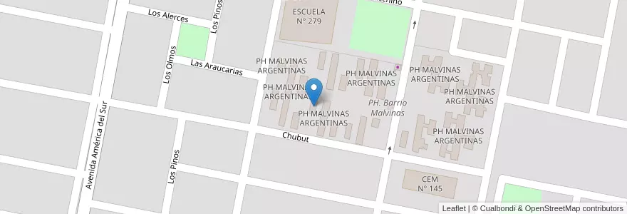 Mapa de ubicacion de PH MALVINAS ARGENTINAS en Arjantin, Río Negro, Departamento General Roca, Villa Regina.