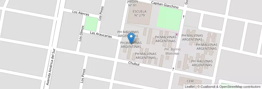 Mapa de ubicacion de PH MALVINAS ARGENTINAS en آرژانتین, استان ریو نگرو، آرژانتین, Departamento General Roca, Villa Regina.