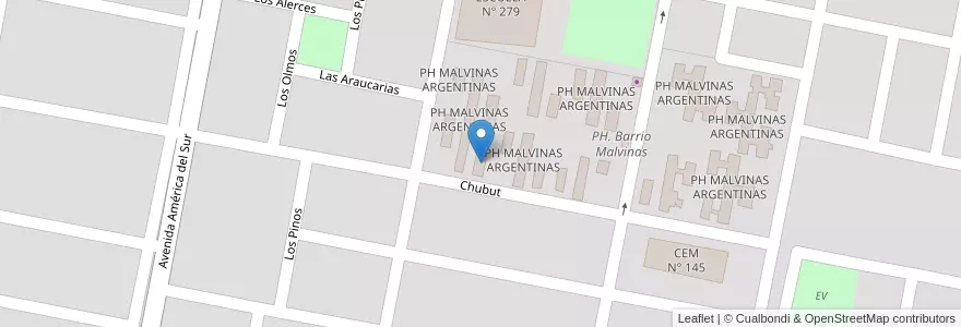 Mapa de ubicacion de PH MALVINAS ARGENTINAS en 阿根廷, 内格罗河省, Departamento General Roca, Villa Regina.