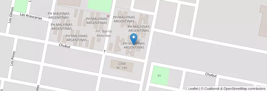 Mapa de ubicacion de PH MALVINAS ARGENTINAS en Argentinië, Río Negro, Departamento General Roca, Villa Regina.
