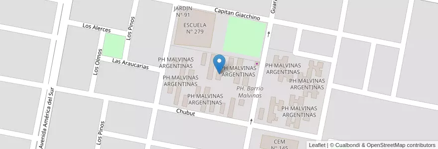 Mapa de ubicacion de PH MALVINAS ARGENTINAS en アルゼンチン, リオネグロ州, Departamento General Roca, Villa Regina.