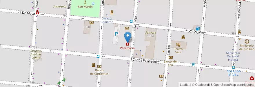 Mapa de ubicacion de Pharmacia en الأرجنتين, Corrientes, Departamento Capital, Corrientes, Corrientes.