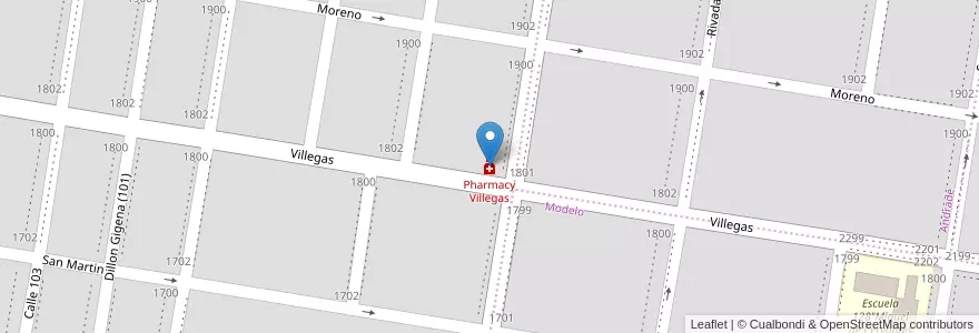 Mapa de ubicacion de Pharmacy Villegas en Argentine, Province De Río Negro, General Roca, Departamento General Roca, General Roca.