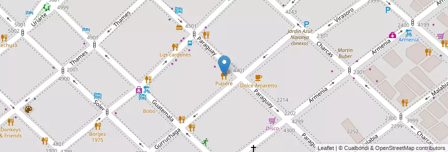 Mapa de ubicacion de Piacere, Palermo en 阿根廷, Ciudad Autónoma De Buenos Aires, 布宜诺斯艾利斯, Comuna 14.