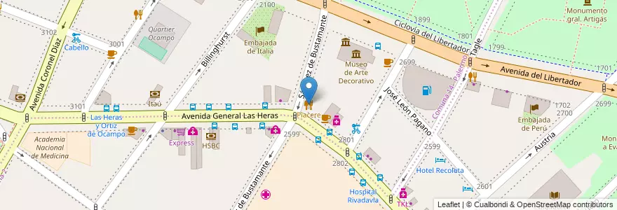 Mapa de ubicacion de Piacere, Palermo en Аргентина, Буэнос-Айрес, Comuna 2, Буэнос-Айрес.