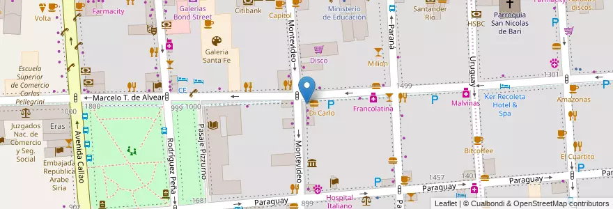 Mapa de ubicacion de Piacere, Recoleta en アルゼンチン, Ciudad Autónoma De Buenos Aires, Comuna 2, Comuna 1, ブエノスアイレス.