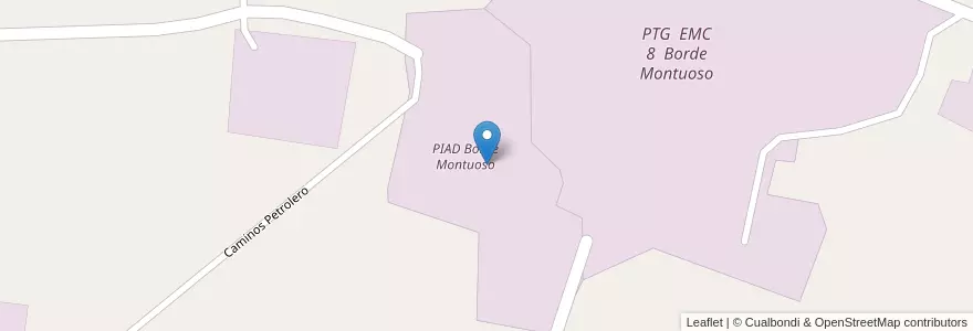Mapa de ubicacion de PIAD Borde Montuoso en Arjantin, Şili, Neuquén, Departamento Añelo.