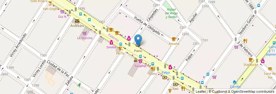 Mapa de ubicacion de Piano, Palermo en 阿根廷, Ciudad Autónoma De Buenos Aires, 布宜诺斯艾利斯, Comuna 14.
