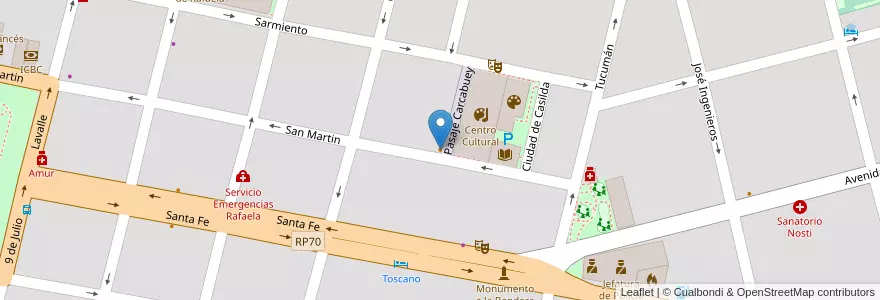 Mapa de ubicacion de Pido Pizza en Argentinien, Santa Fe, Departamento Castellanos, Municipio De Rafaela.