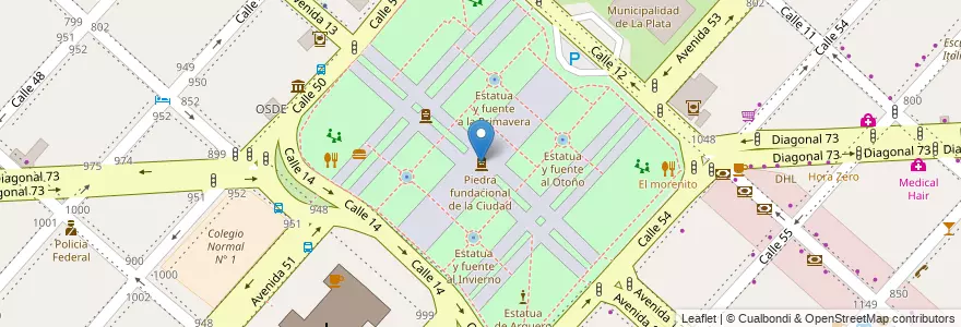 Mapa de ubicacion de Piedra fundacional de la Ciudad, Casco Urbano en Argentine, Province De Buenos Aires, Partido De La Plata, La Plata.